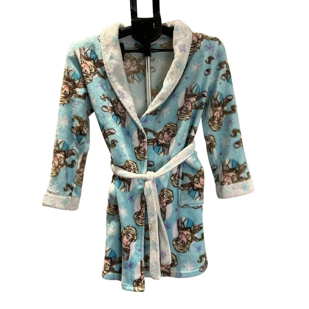 Disney FROZEN Bath Robe Girls Size 10 Pajamas Bathrobe Elsa Knee Length Cover Up - Picture 1 of 4